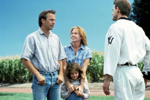 No longer a minor league catcher, Costner, who plays an Iowa corn farmer in "Field of Dreams," hears a voice urging him to build a baseball diamond. "If you build it, he will come," the voice says, though it's often misquoted as "If you build it, they will come."