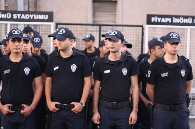 With tensions running high between Turkey and Israel, there was a strong police presence to ensure the match in Istanbul passed without incident.