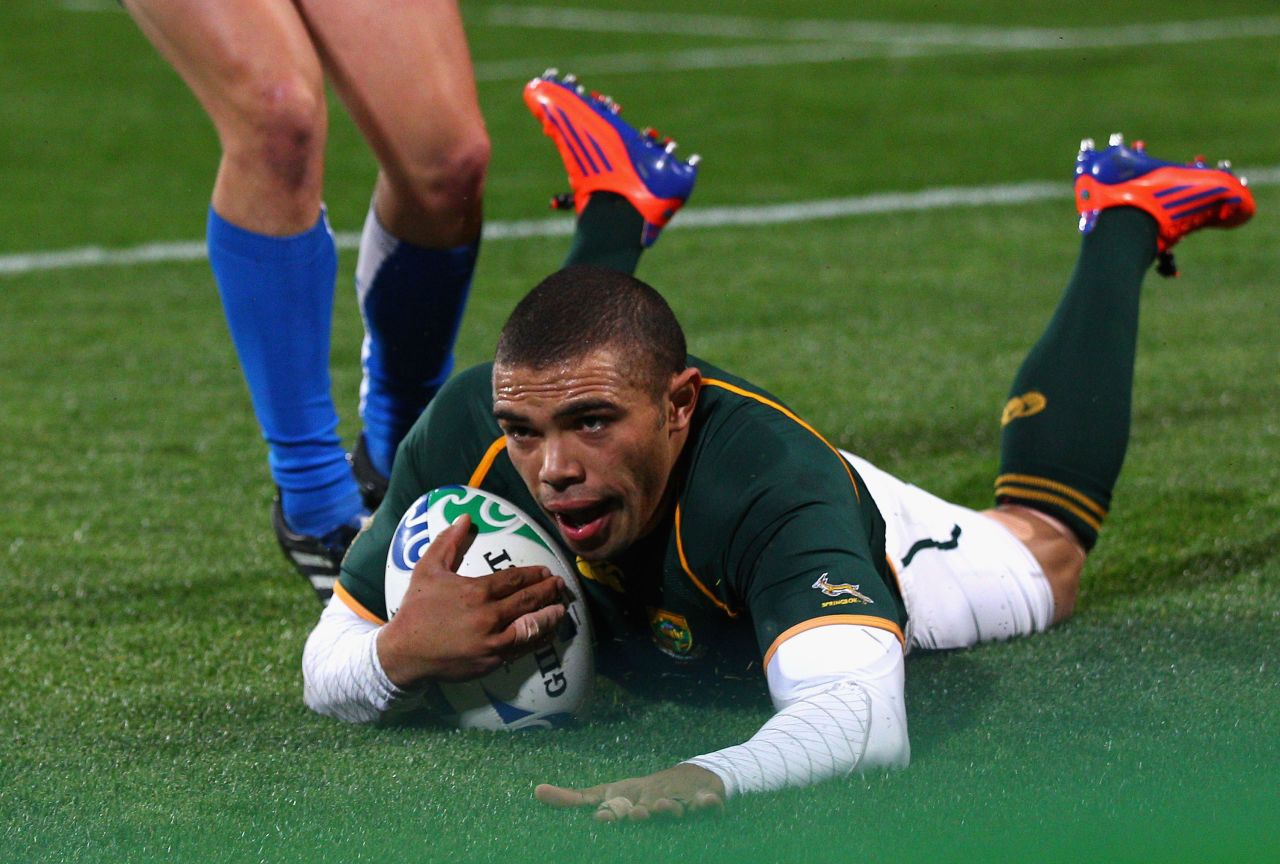 Bryan Habana has taken up Williams' mantle as the Springboks' most lethal weapon. The wing became South Africa's all-time leading try scorer when he went over for his 39th Test score against Namibia at this year's tournament.
