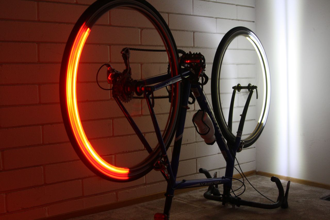 The Revolights project was funded on Kickstarter in 2011 when it raised over $215,000 - more than five times its target. The team have recently launched Revolights City, a second generation product that can fit additional types of 700C rims.