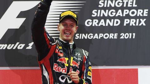 Sebastian Vettel was topping the F1 podium for the ninth time this season