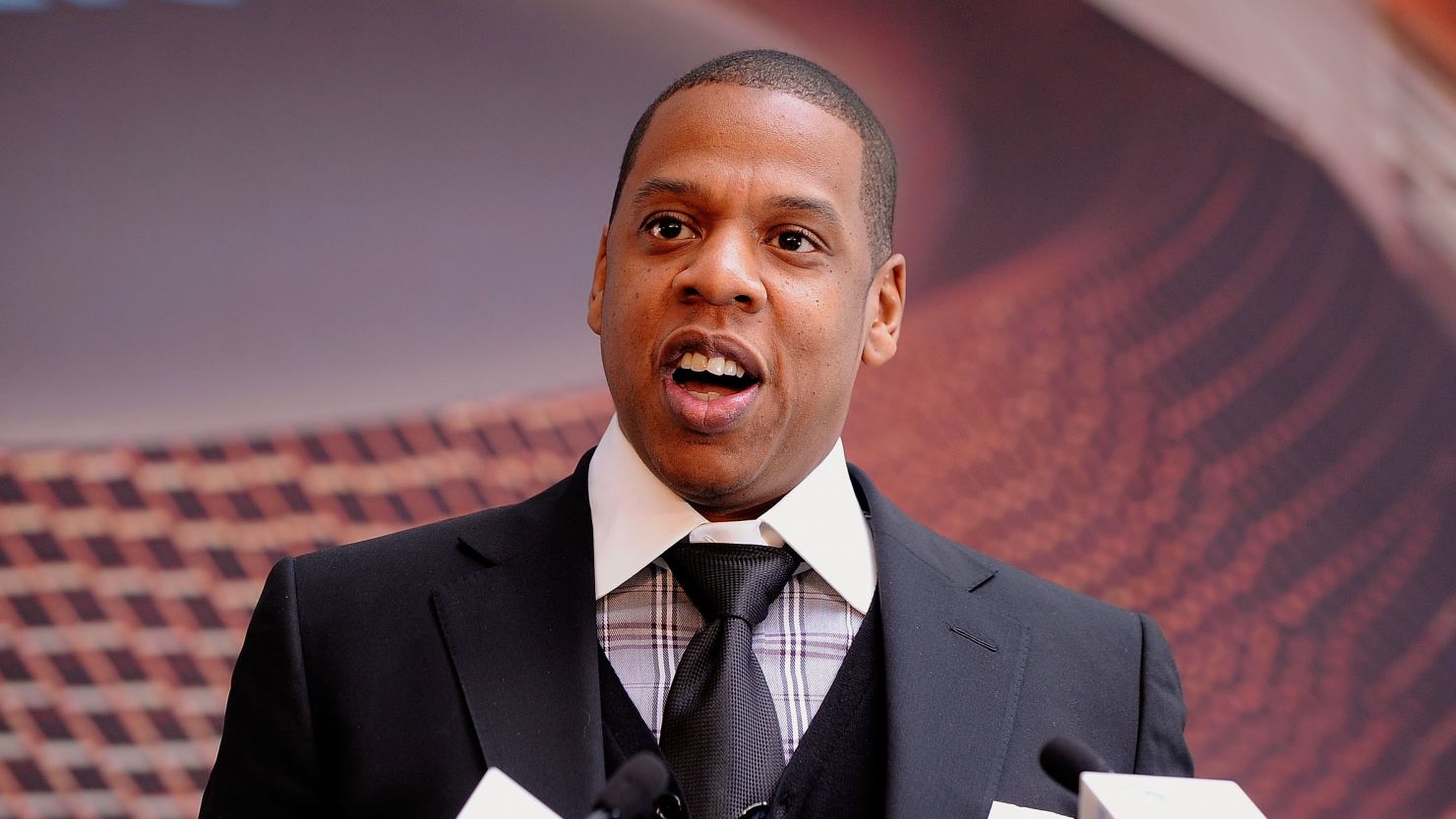 Rapper Jay-Z, a part owner of the Nets, speaks during the March groundbreaking at Barclays Center in New York.