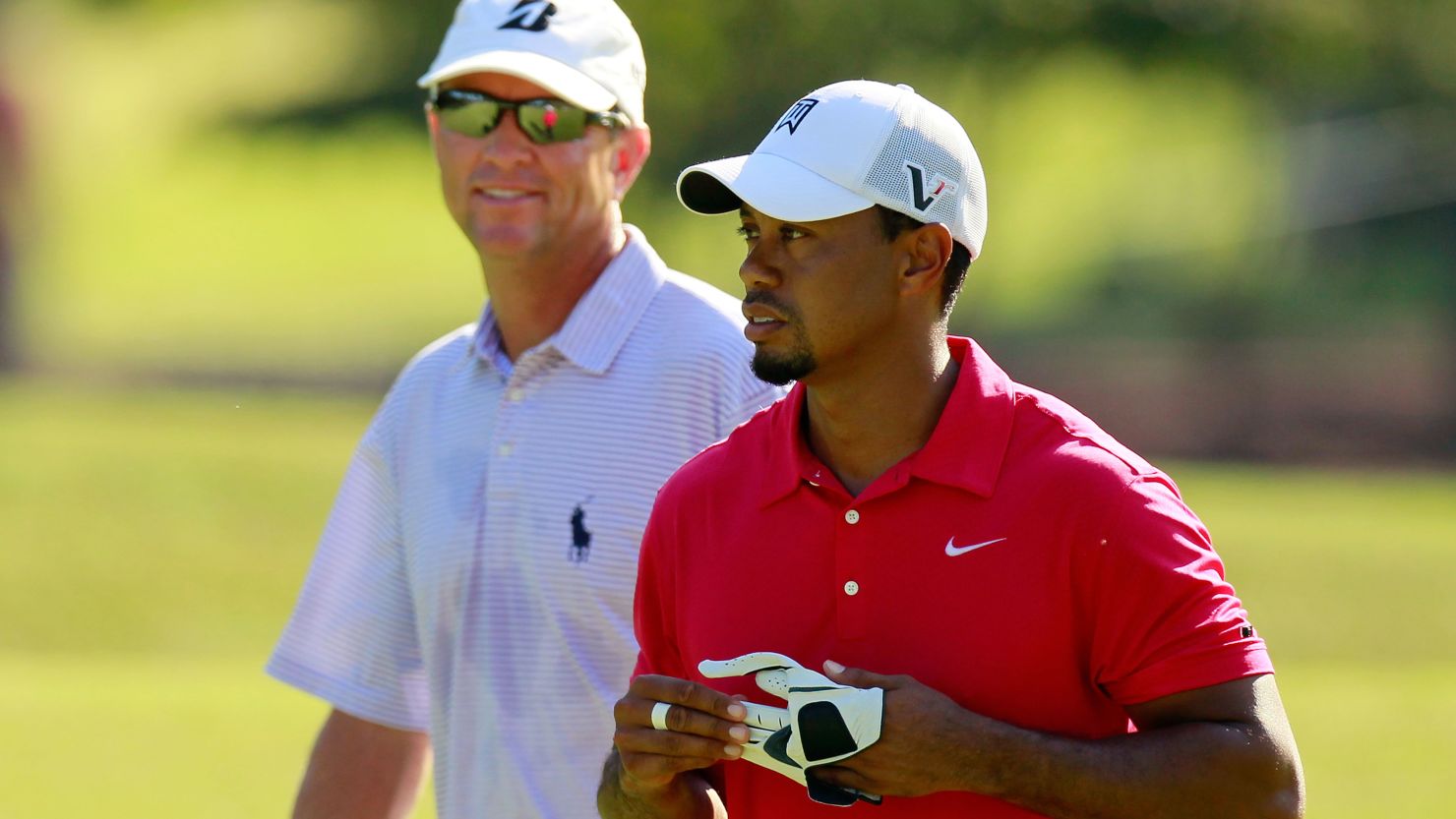 Tiger Woods, right, and Davis Love III were paired together at August's PGA Championship.