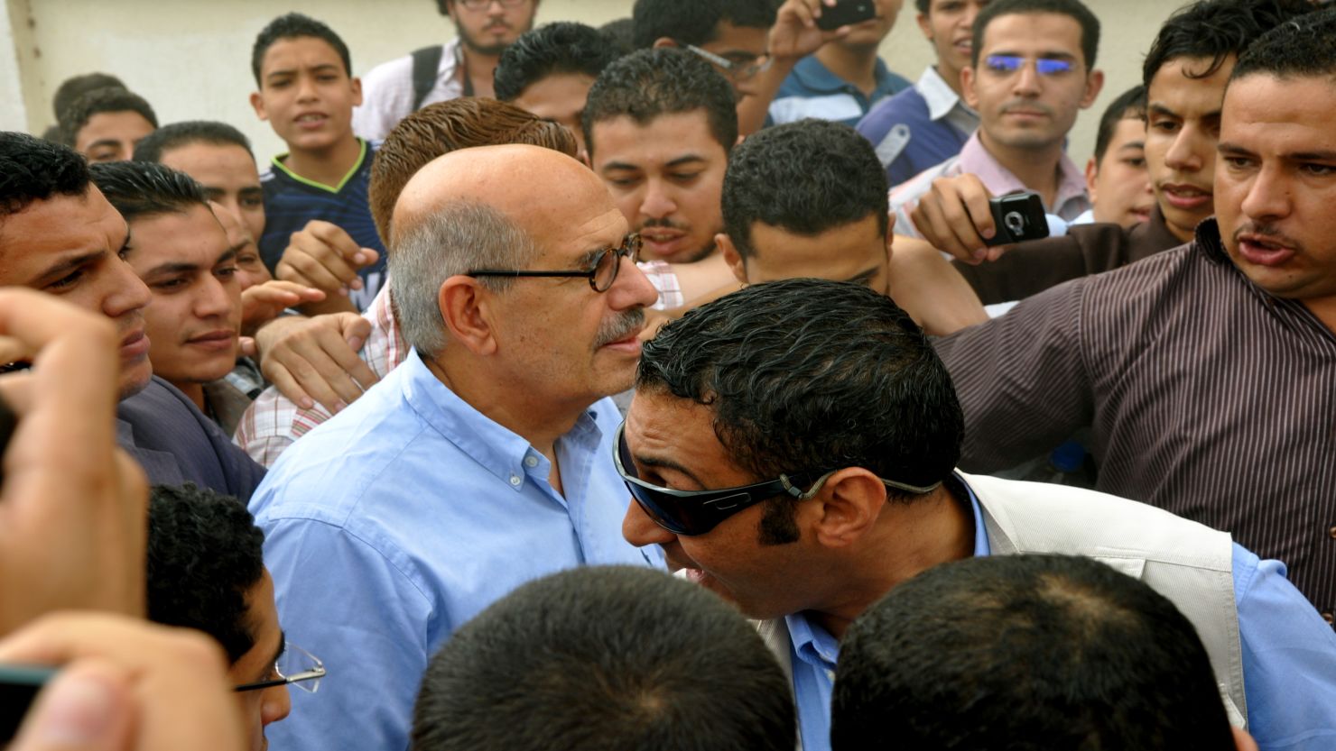 Mohamed ElBaradei visits a mosque in his home town of Ibyar on Friday September 23 as part of his campaign to be Egyptian president.