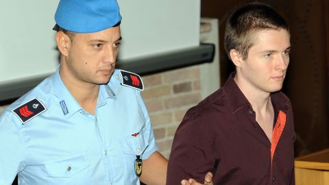 Raffaele Sollecito, right, attends his hearing at Perugia's Court of Appeal on Wednesday.