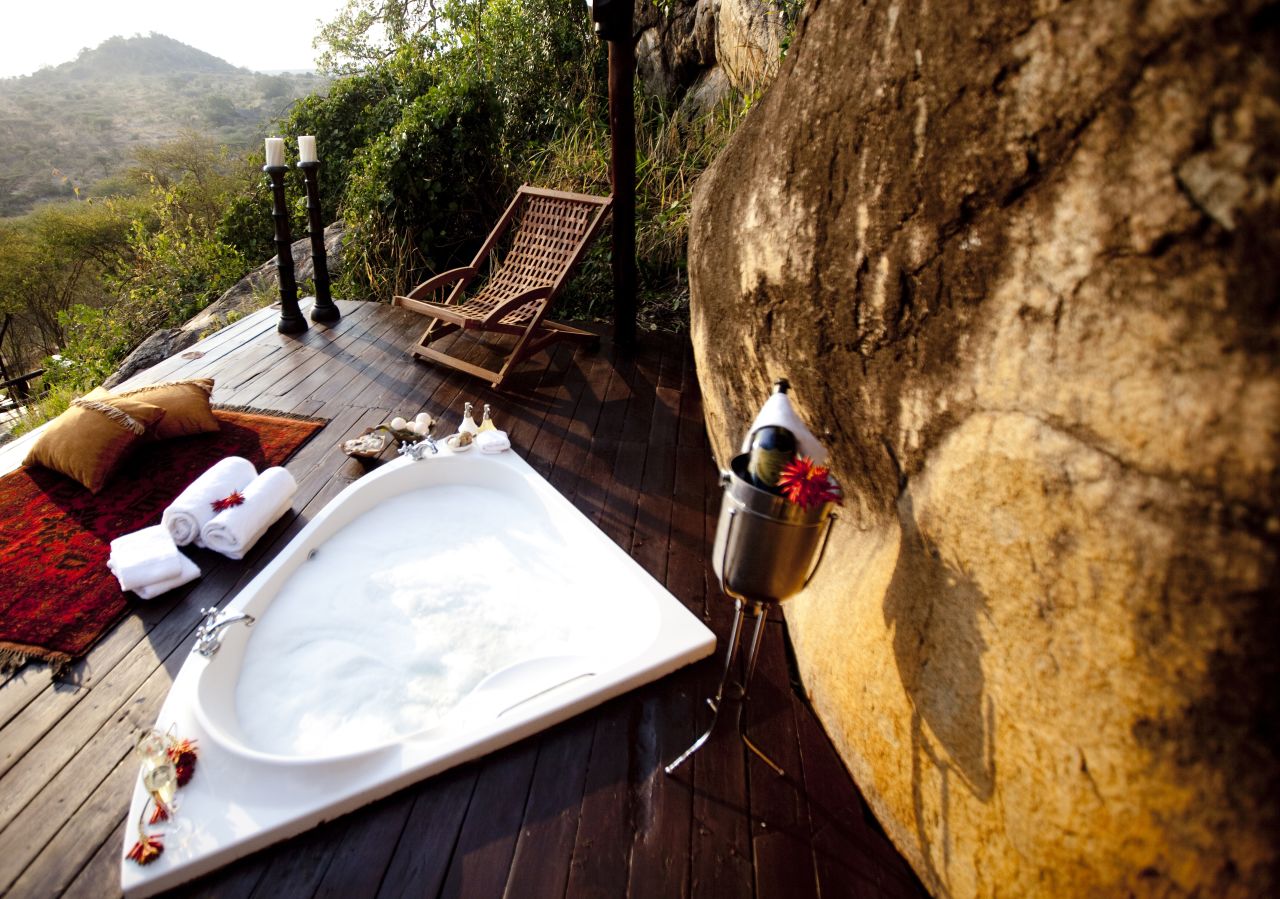 Hot water is available day and night, and each guest room has a private deck.