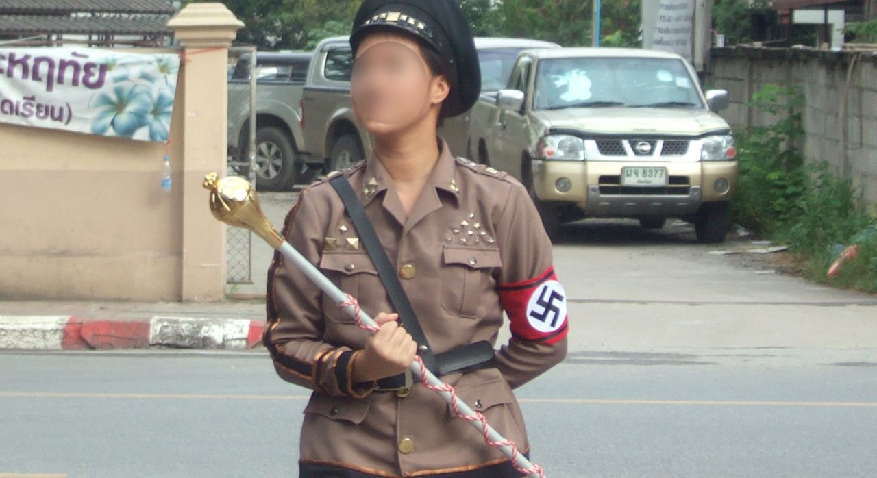 Another student opted to dress up as Adolf Hitler for the parade to mark the school's sports day.