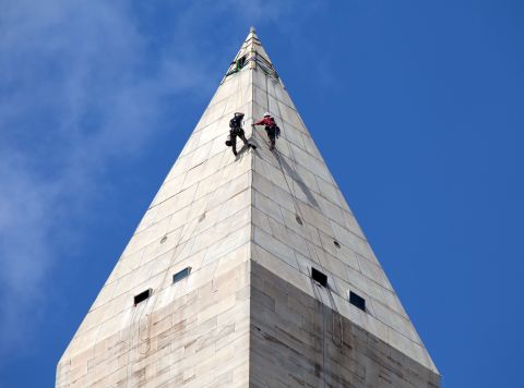 Contractors began conducting a block-by-block inspection of the monument in September 2011.