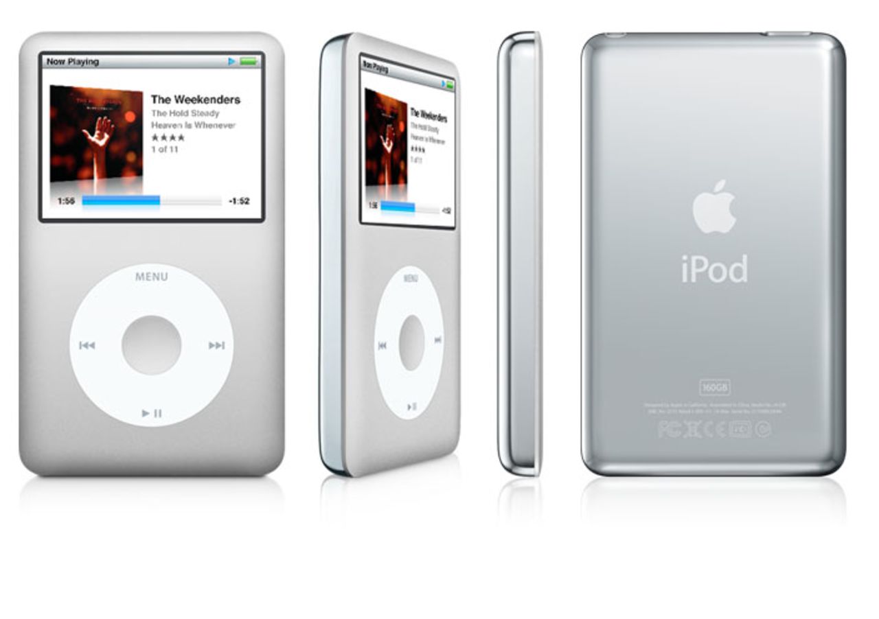 There have been six generations of the iPod Classic. As the digital music players get smaller and more colorful, the Classic maintains the form of the original and can hold a whopping 160 GB worth of media: roughly 40,000 songs.