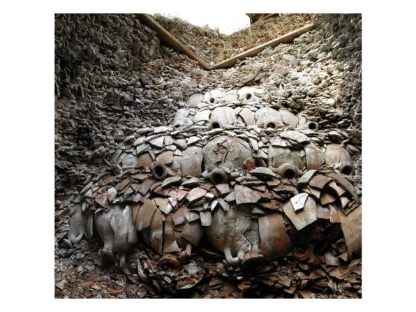 Shards of amphorae, or vases, discovered at the ancient Roman landfill known as Monte Testaccio, in Rome. 
