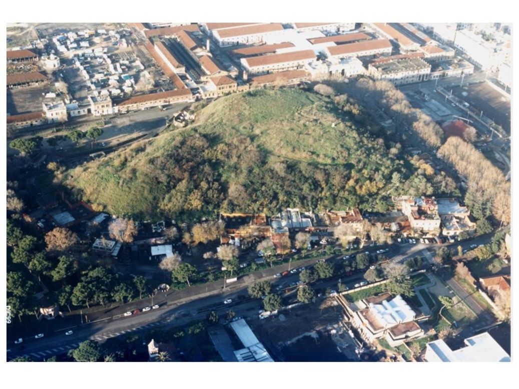 An aerial view of Monte Testaccio