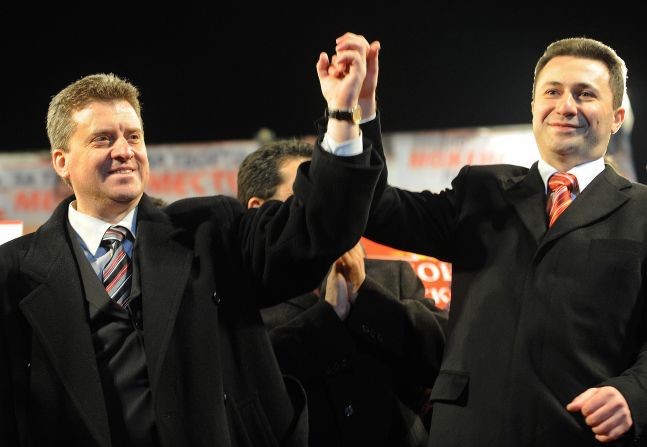 Macedonian president Georgi Ivanov (left) and Prime Minister Nikola Gruevski (right) have targeted closer ties with Nato and Europe in coming years.