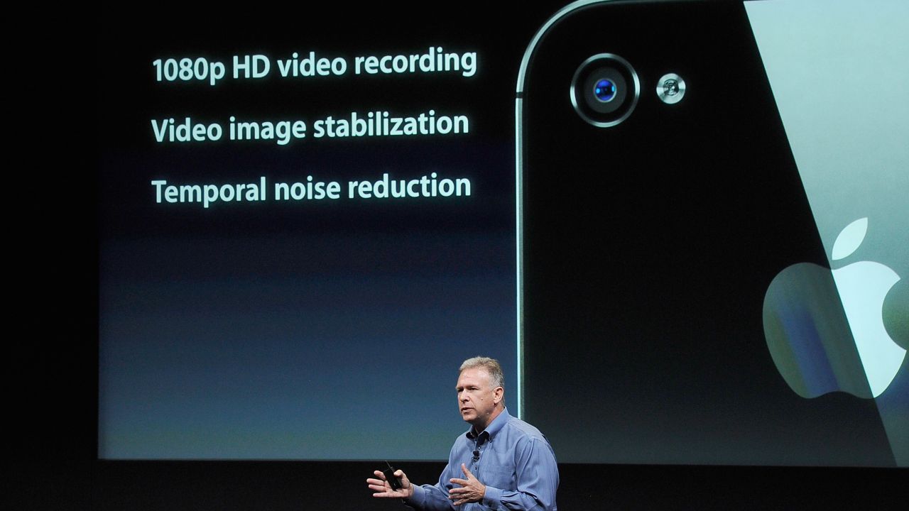 Apple's SVP of worldwide product marketing, Phil Schiller, talks about the iPhone 4S on Tuesday.