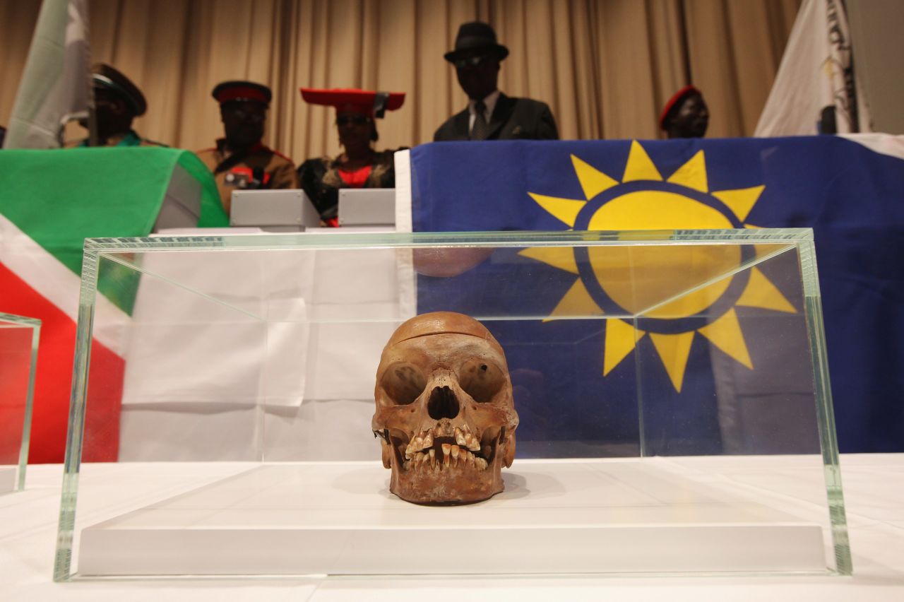 The skulls were taken during the bloody 1904-1908 colonial conflict in former German West-South Africa and found at Berlin's Charite University Hospital in 2005.
