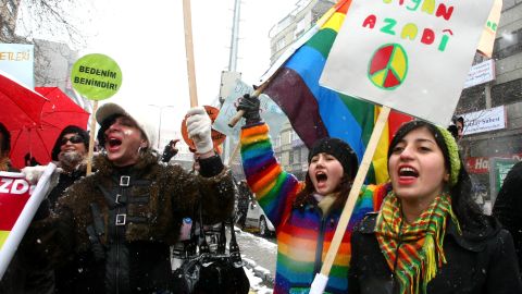 An International Women's Day protest in Ankara, Turkey, in March 2011
