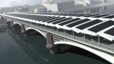 A CGI image of how the new solar panels will look on the roof of the new Blackfriars rail station in London