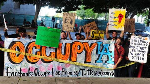 The "Occupy Wall Street" movement has spread from New York City to Chicago to Los Angeles, pictured here, and beyond.