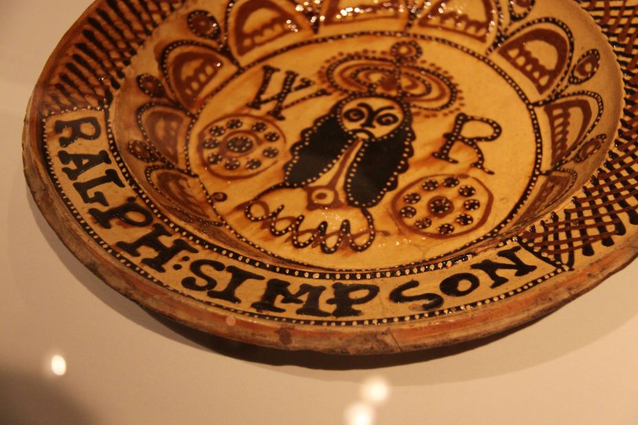 He picked out dozens of objects which inspired and interested him -- such as this 17th century slipware dish.