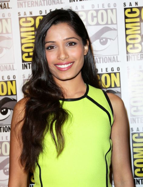 To get nearly true black hair like Freida Pinto's ask your colorist for the deepest brunet, not black.