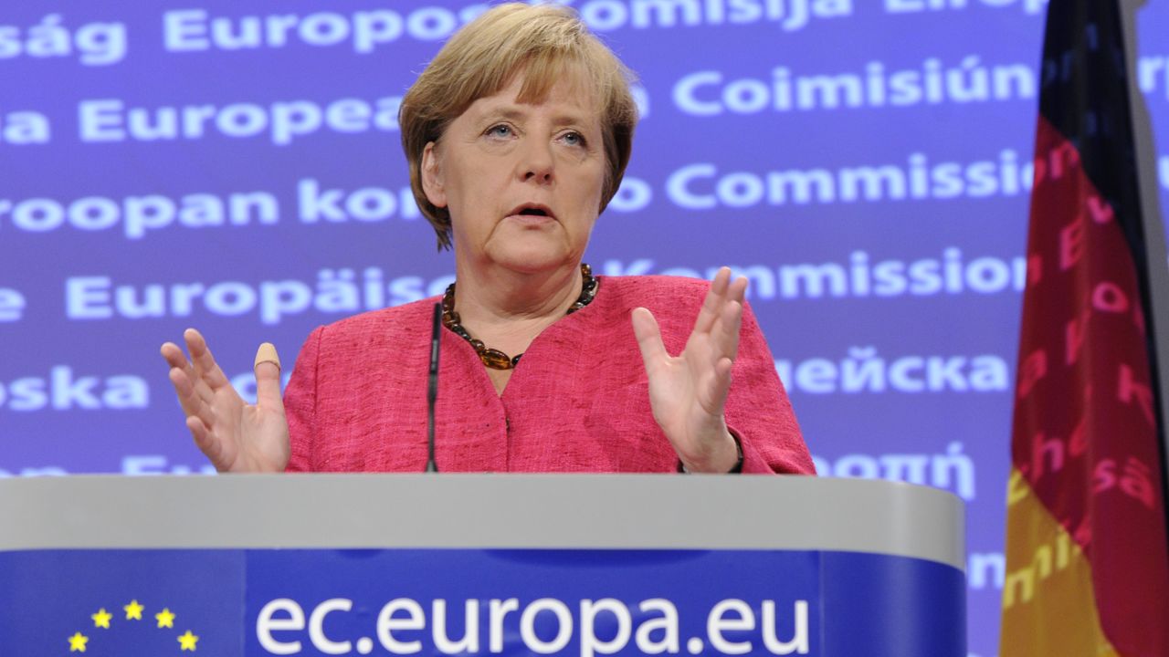 German Chancellor Angela Merkel, in Brussels after her meeting with European Commission chief Jose Manuel Barroso.
