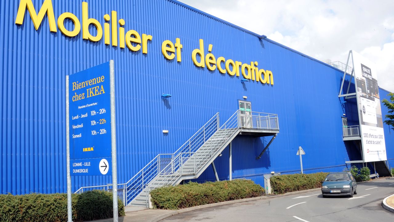 A car passes an Ikea store in northern France, where small explosives detonated in May.