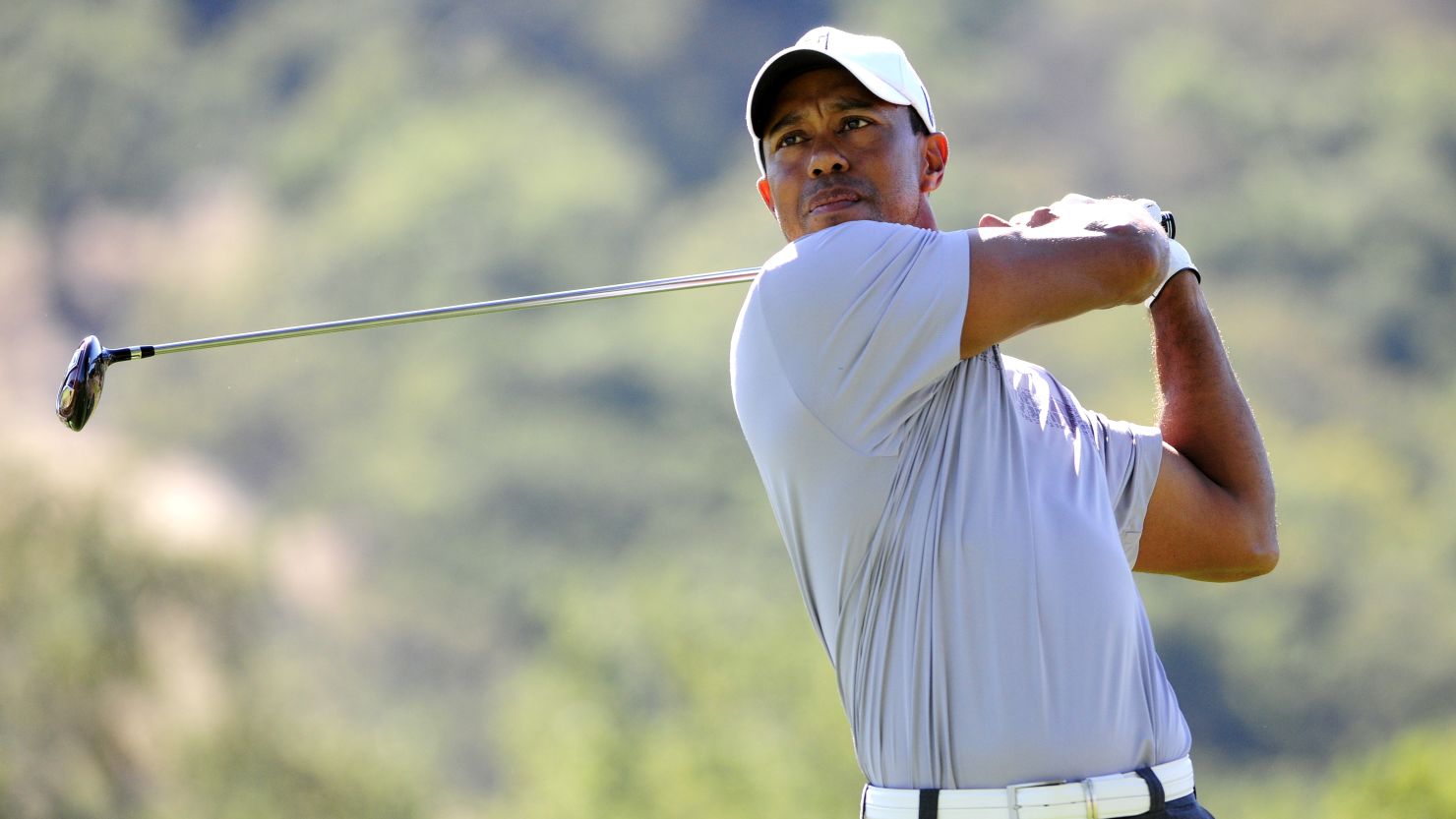 Tiger Woods makes a tee shot on the ninth hole during his second round at the CordeValle Golf Club.