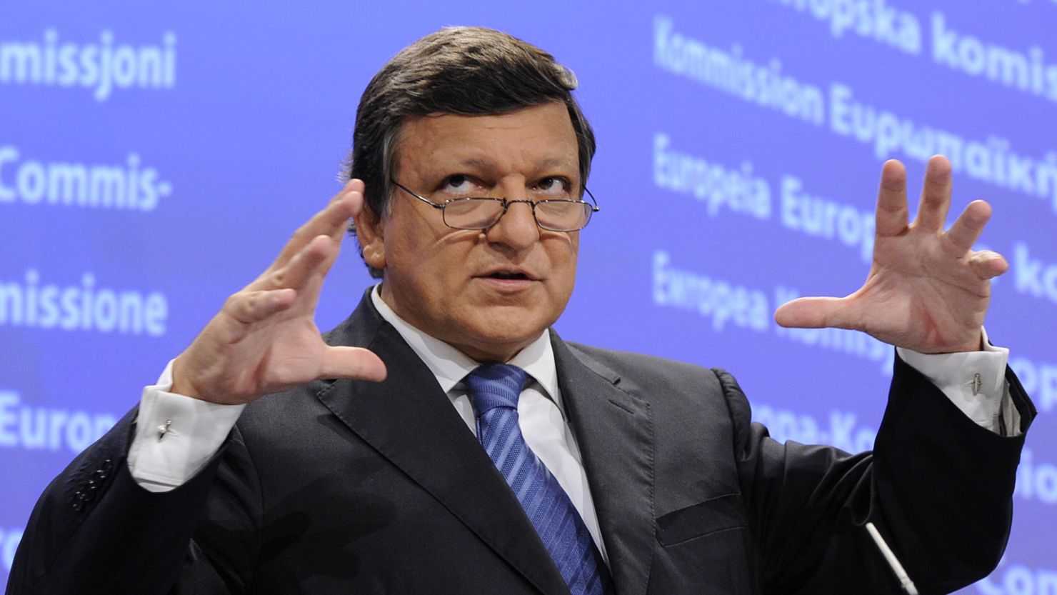 Jose Manuel Barroso speaks at a press conference at the EU headquarters in Brussels, on October 5, 2011.