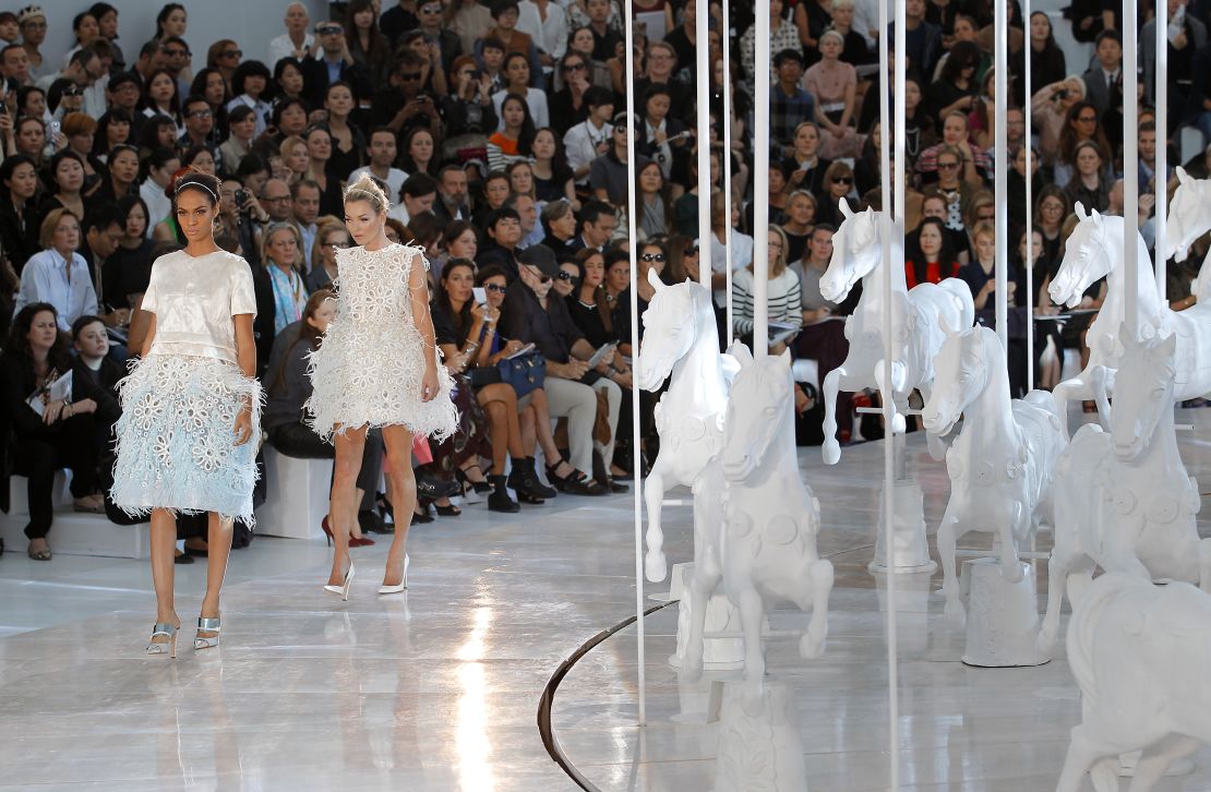 Model Kate Moss in Louis Vuitton shows how the Spring season will be about feeling like a princess. 