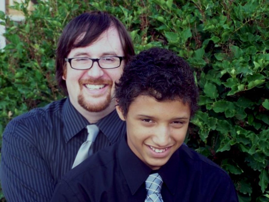 Damon Fietek, pictured with his father Jefferson, says he's been a target for bullies because his dad is gay.