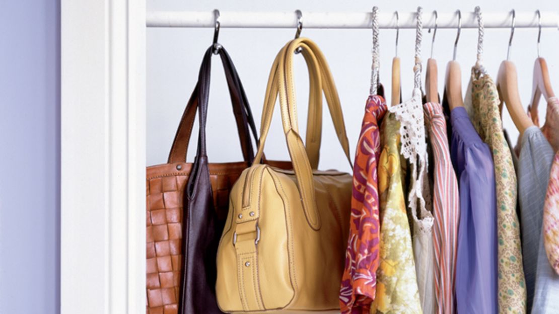Solve your purse storage dillema with a few S-hooks.