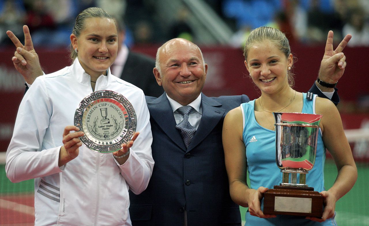 She won her second of eight WTA Tour titles on home soil at the Kremlin Cup, beating compatriot Nadia Petrova in the final. Moscow's longtime mayor Yuri Luzhkov, who presided from 1992-2010, helped them celebrate.