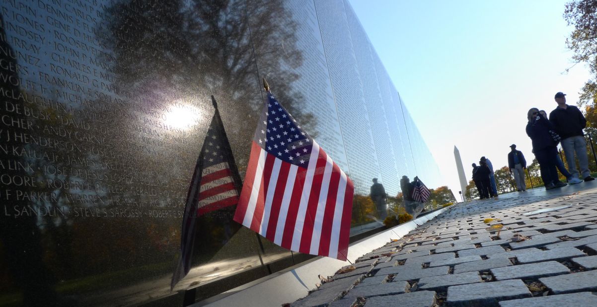 The black granite wall of the Vietnam Veterans Memorial bears 58,267 names of those who died in the Vietnam War, but it's possible for that number to change each Memorial Day depending on submissions to the Department of Veterans Affairs.