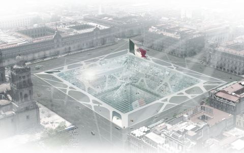 The "Earthscraper" would be located in the city's main square, and topped with an enormous Mexican flag. 
