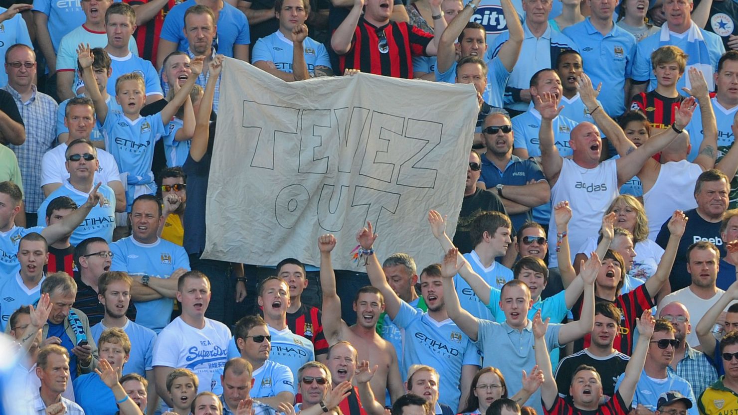 Manchester City fans made their feelings towards Tevez clear during a Premier League clash with Blackburn.