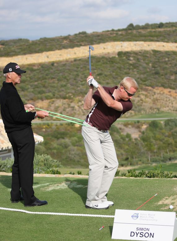 Pete Cowen, seen here coaching fellow Englishman Simon Dyson, has been at the forefront of Europe's recent golfing dominance.