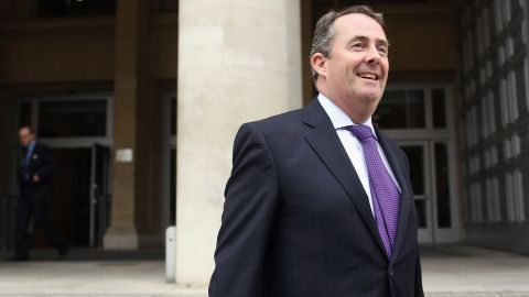 Liam Fox, Britain's defense minister leaving the Ministry of Defence building on October 13. 