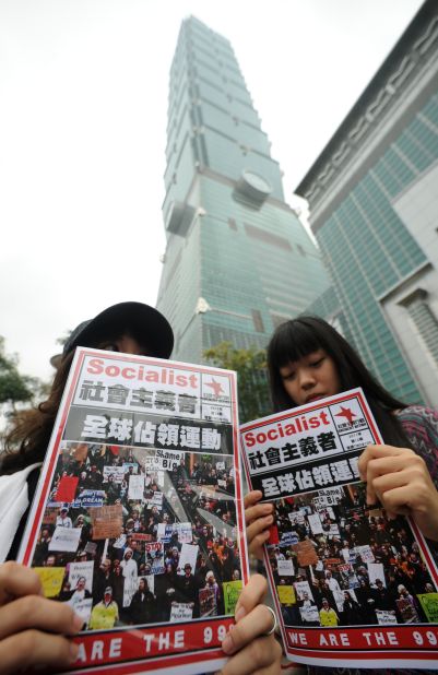 Protesters take part in the movement in Taipei, Taiwan, on Saturday.
