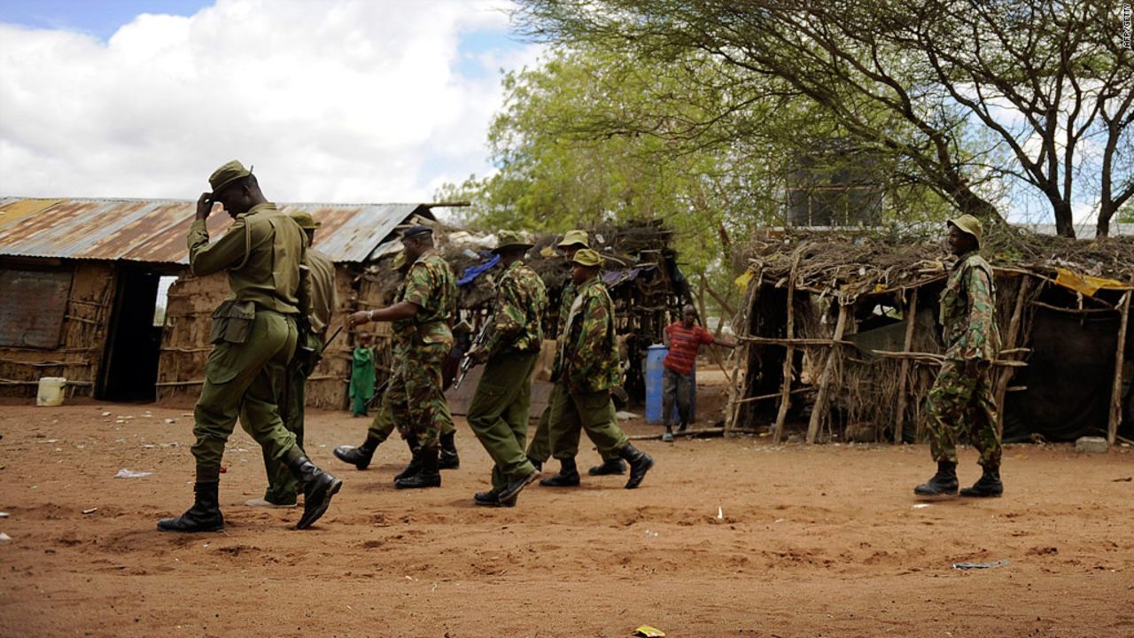 Kenyan security forces search for two missing aid workers at a village near near Liboi, Kenya's border town with Somalia on October 15.