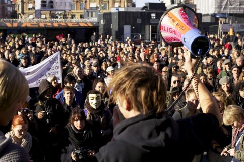 A crowd of about 3,000 people joined for Occupy Denmark on Saturday, October 15. "They want money spent on the 99 percent, and they want to take [money] not only from the rich but also from the expenses on wars," iReport contributor Mikkel Wiese said.