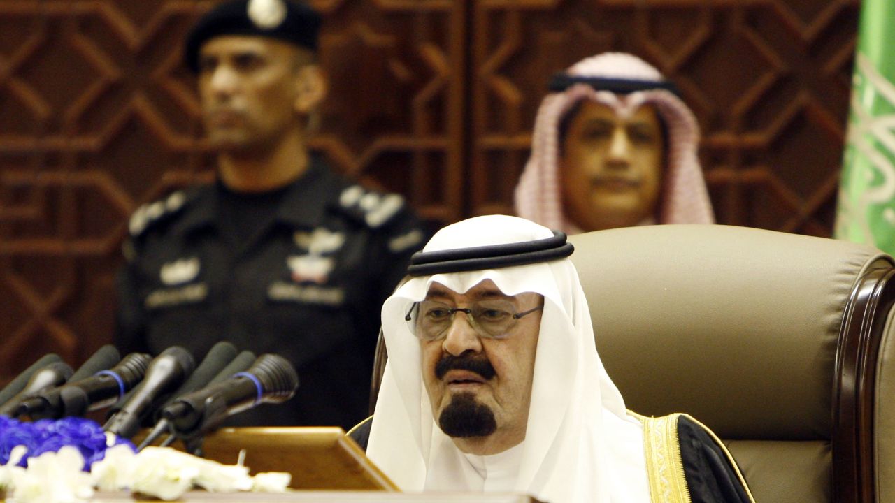 A file photo taken on September 25, 2011 shows Saudi King Abdullah bin Abdulaziz al-Saud addressing the annual Shura (consultative) Council in Riyadh.