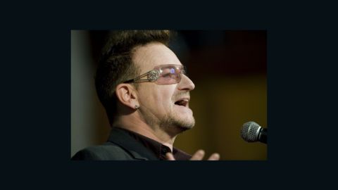 File picture of Bono, co-founder of global advocacy organization ONE and lead singer of Irish rock band U2. 