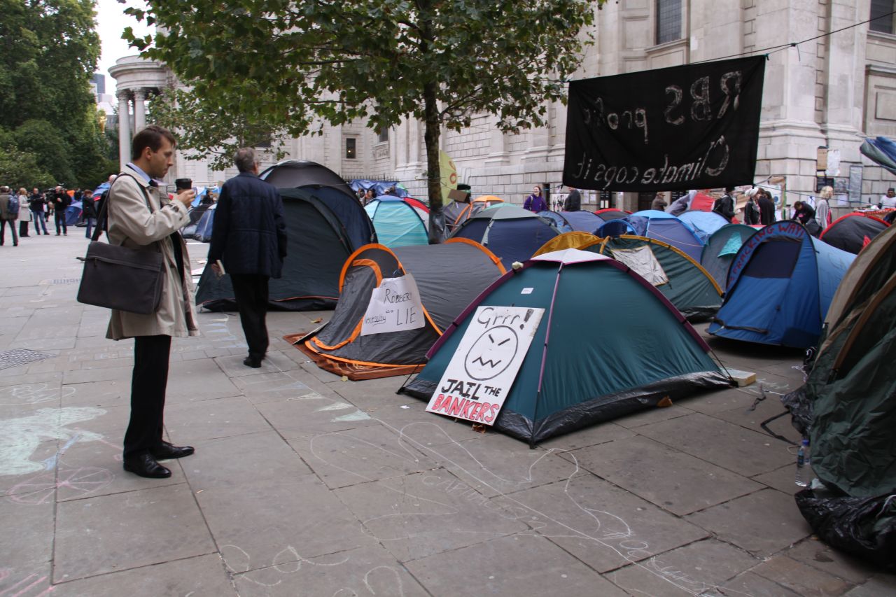 City workers have been left bemused - or amused - by the temporary encampment on their doorstep.