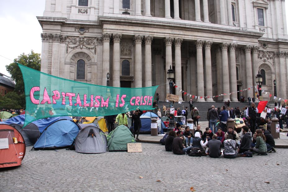 Hundreds of Occupy London protesters have set up a tent city in the shadow of St Paul's Cathedral.