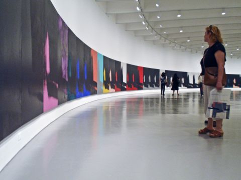 The Andy Warhol painting "Shadows," which is longer than a football field, is on exhibit at the Hirshhorn Museum in Washington.
