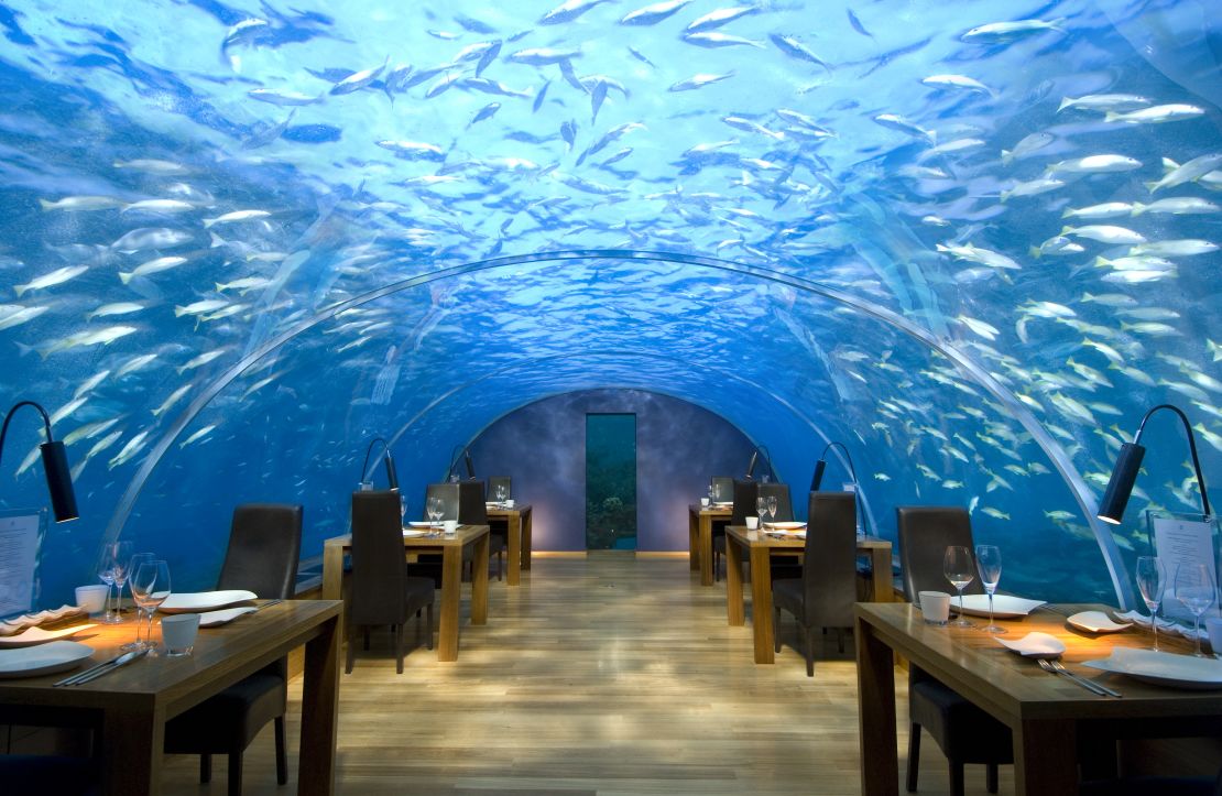 There are only 12 seats at this restaurant -- but all of them have fantastic views of the Indian Ocean overhead.