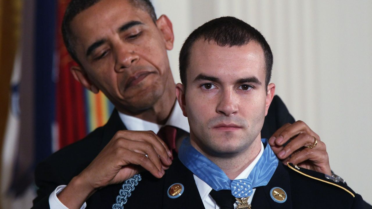 President Barack Obama awards Staff Sgt. Salvatore Giunta the Medal of Honor in the White House on November 16, 2010.