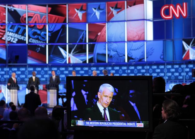 CNN's Anderson Cooper moderates at the Western Republican Debate.