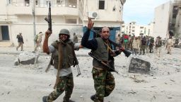 NTC fighters during a lull in the battle against loyalist troops on October 19, 2011 in Sirte.