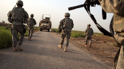 U.S. soldiers with the 3rd Armored Cavalry Regiment patrol Iskandariya, Iraq, on July 17, 2011.