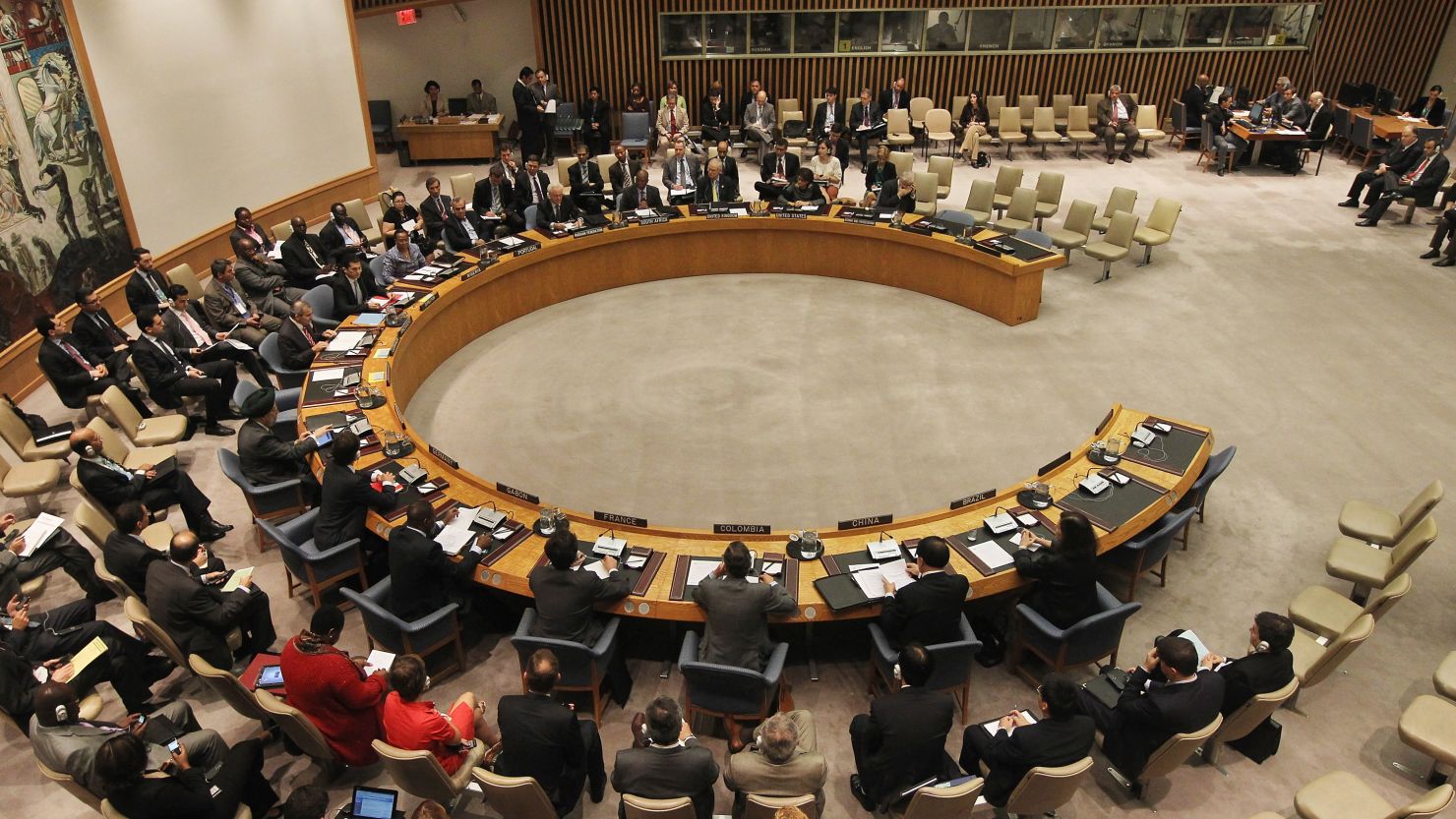 The United Nations Security Council is shown meeting at UN headquarters in New York on September 28.